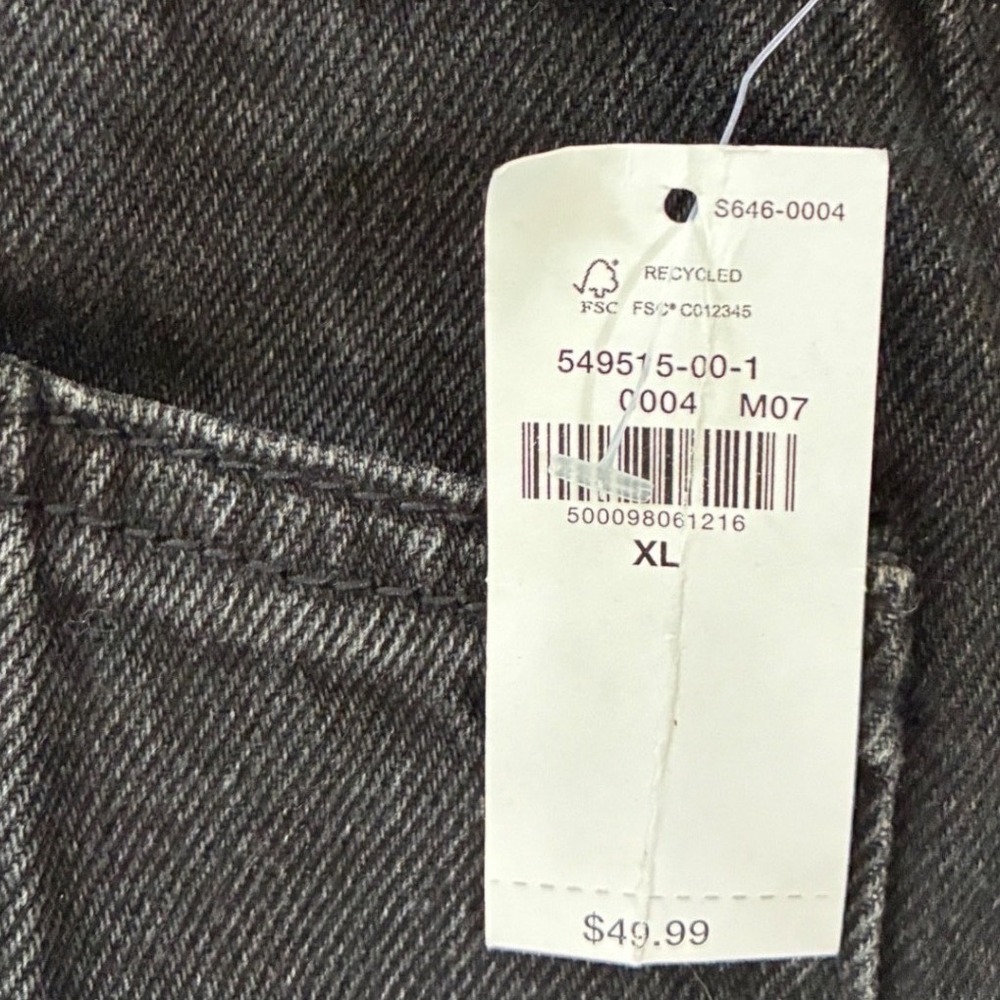 Old Navy Slouchy Straight Black Denim Shortalls Overalls Womens XL NWT 549515 - Picture 7 of 10
